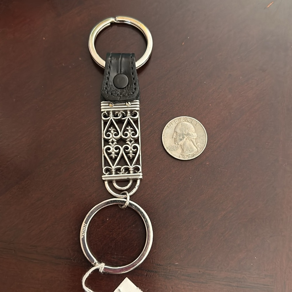 Brighton Silver and Black Keychain with Fleur-de-Lis Design NWT - Picture 10 of 11